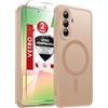 LeYi Cover Magnetica per Samsung Galaxy A56 5G con Vetro Temperato(Marrone) | Custodia per A 56 Traslucida Opaca Anti-Impronte Resistente ai Graffi Paraurti in TPU Antiurto Protettiva Case