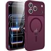 TQIAHF Cover Custodia Magnetica per iPhone 17 Pro, Rosso Vino | 2 Pellicola Vetro Temperato Protezione Schermo Compatibile con Magsafe Militare Antiurto Sottile Opaca Telefono Case