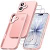 Qasyfanc Hybrid Cover for iPhone 17 with 2 Tempered Glass | Rosa Camera Protection Anti-Yellowing Slim Shockproof Hard Back Cover Case