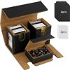 TiMOVO Deckbox Commander MTG per Carte YuGiOh TCG CCG, Oro Nero | Adatto A 200+ Carte Con Doppia Busta, Custodia Magnetica In Pelle, 2 Espositori Commander & 4 Divisori & Vassoio Per Dadi