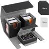 TiMOVO Deckbox Commander MTG per Carte YuGiOh TCG CCG, Nero+Grig | Adatto A 200+ Carte Con Doppia Busta, Custodia Magnetica In Pelle, 2 Espositori Commander & 4 Divisori & Vassoio Per Dadi
