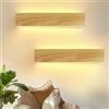 ZMH Lampada da parete a LED per interni - 32 CM*2 11W design in legno | corridoio lampada da scala 3000K bianco caldo illuminazione da parete illuminazione interna per soggiorno camera da letto