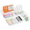 Lifewit Organizer Cassetti 12 Pezzi Organizer Bagno Divisori per Cassetti Contenitori Impilabili Trucchi Vassoi Stoccaggio Scatole per Scrivania, Camera da Letto, Bagno, Cucina, Ufficio Chiaro