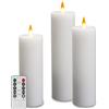 Da by 3 Candele LED Bianche in Cera Naturale, Fiamma Tremolante Ultra Realistica, Luci Fatate Avvolgenti, 1 Telecomando, Misure Assortite, Riutilizzabili per Decorazioni Interno ed Esterno