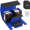 TiMOVO Deckbox Commander MTG per Carte YuGiOh TCG CCG, Nero+Blu | Adatto A 200+ Carte Con Doppia Busta, Custodia Magnetica In Pelle, 2 Espositori Commander & 4 Divisori & Vassoio Per Dadi