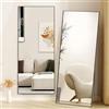 Hamlody Specchio a Figura Intera 162 x 52cm, Vetro Temperato, Cornice in Alluminio | Specchio da Terra Rettangolare, Specchi da Parete Lungo da Appendere o Appoggiato per Camera da letto Ingresso, nero