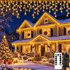 Kimuwote Luci Natale Esterno 12.5M 240 LED, Catena luminosa LED con Timer 8 Modi | Tenda luminosa per esterni, luce bianca calda, IP44, impermeabile, per interni ed esterni, finestre, feste, bordo del tetto