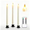Da by 3 Candele LED Avorio con Fiamma Tremolante Realistica, Plastica Resistente al Caldo, Telecomando Incluso, Riutilizzabili Ecologiche per Decorazioni d'Interni ed Esterni