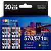 GPC Image 570XL 571XL Cartucce Compatibili per Canon 570 571 (20-Pack) | PGI-570XL CLI-571XL per Canon 570 571 XL, Pixma TS5050 MG5750 MG5751 MG685, TS5051 TS6050 TS8050