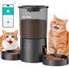PETVION Distributore Automatico Cibo Gatti 2.4G WiFi 4L Doppia Ciotola | Controllo App, Registrazione Vocale 10s, Fino a 10 Pasti/Giorno Doppia Alimentazione, per Animali di Piccola e Media Taglia