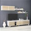 Dmora - Parete attrezzata Orlando, Mobile da soggiorno porta TV, Composizione per salotto con pensile e mensola, 200x50h41 cm, Bianco e Rovere
