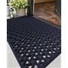 COLOR&GEOMETRY Zerbino Ingresso Esterno Antiscivolo 61x91 cm Blu | Tappeto impermeabile, resistente, scanalature profonde, anti-sporco, lavabile, ingresso pulito, per ingressi, patio, garage