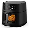 NONE Friggitrice ad aria senza olio OstarkDom Milmeggium da 6 litri, 8 modalità di cottura preimpostate, finestra di visualizzazione, touch screen LED - 1500 W, 80-200 ° C
