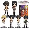 Bandai 1-6 Pezzi Figurine Anime L'attacco dei Giganti, Levi Ackerman/Eren Yeager/Mikasa Ackerman, Modellini Qposket da Collezione, Giocattoli Regalo