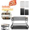NONE Cestino portaoggetti a due livelli in ferro battuto, organizer da cucina da tavolo, scaffale portaoggetti in filo metallico, con ganci e staffe, scaffale multifunzionale.