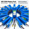 DAWEIKALA Batteria per Scooter Elettrico 48V 13S3P 20Ah Celle 18650 di Grado A 750W‑1000W BMS Integrato Porta XT60 +DC Alta Capacità Lunga Autonomia Sicura e Durevole con Caricabatterie 54.6V Incluso