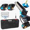 NONE Motosega Cordless Mini da 6 Pollici, Sega Elettrica Portatile da 21V con 2 Batterie, 2 Catene Sostituibili, Guanti di Sicurezza e Caricabatterie, Piccola Motosega Ricaricabile per Potatura Alberi,