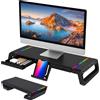 NONE Supporto per Monitor PC da Scrivania Regolabile con Cassetto Portaoggetti, Supporto per Telefono e 3 Porte USB 3.0, Supporto per Laptop e Monitor