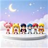 Bandai Figurina Anime di Sailor Moon, Versione Q Kawaii, Sailor Mars, Jupiter, Mercury, Venus, Action Figure in PVC, Modellino da Collezione, Giocattolo per Bambini