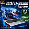 LENO Laptop Ultra Sottile 14.1" Intel Core i7 8650U Windows 11 32GB 2TB Computer da Gaming PC Gamer Portatile Notebook per Ufficio Studio Lavoro 1080P HD