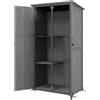 NONE Armadio da Giardino, Capanno da Giardino Autoportante, con 2 Ripiani, Tetto Inclinato e Bituminoso, Legno Massello, 90X54.5X168.5Cm, Grigio
