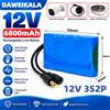 DAWEIKALA Nuova batteria ricaricabile agli ioni di litio da 12 V, 6,8 Ah, 6800 mAh, con caricabatterie, 12,6 V CC, per telecamere di videosorveglianza, strisce LED, router e dispositivi di monitoraggio