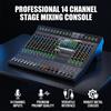 YAMNWEO MD14, mixer audio professionale a 14 canali per palcoscenico, con 99 effetti di riverbero DSP, doppio equalizzatore grafico a 7 bande, interfaccia USB e Bluetooth per mixer, ideale per