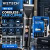 WETECH W1421 Tagliacapelli Ricaricabile Senza Fili 2000mAh 150Min di Autonomia Modalità Turbo Lama in Ceramica Schermo Display Kit Trimmer 3-12mm per Uomo
