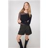 Tezenis Body Manica Lunga In Tulle E Microfibra Donna Nero