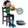 OEM Figurina di Gaston Lagaffe, tromba a bolle, 18 cm, resina, rossa