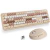 Merkloos Tastiera e mouse wireless - Tastiera stilizzata da macchina da scrivere - 2,4 GHz - Multicolore - 104 tasti AZERTY