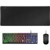 Merkloos Tastiera e mouse gaming combo - Switch meccanici - 10000 DPI - Tappetino XXL - Nero