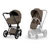CYBEX Priam Comfort Coconut Brown 2in1 Con Navicella Richiudibile-Passeggino con Telaio Matt Black