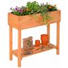 Relaxdays aiuola rialzata in Legno con ripiano e Fodera TNT, Arancione | 80x80x30 cm, per giardino, balcone e terrazza