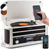 AUNA Belle Epoque 1908 - Giradischi Vintage, Radio Digitale, Giradischi Vinili in Design Retrò, DAB+, FM, Bluetooth, Lettore CD, MP3, Funzione RDS, Cassetta, USB, Bianco
