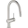 Grohe Minta miscelatore monocomando per lavello con doccino estraibile, colore supersteel - 32321DC2