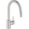 Grohe Concetto miscelatore monocomando per lavello con doccino estraibile, colore supersteel - 31483DC2