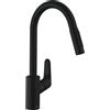 Hansgrohe Focus M41 miscelatore cucina con doccetta estraibile a 2 getti, finitura nero opaco - 31815670