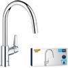 Grohe QuickFix Grohe Start Curve miscelatore cucina con doccino monogetto estraibile, finitura cromo lucido - 30562000