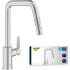 Grohe QuickFix Grohe 30631DC0 QuickFix Start miscelatore cucina con bocca orientabile e doccino estraibile a 2 getti, finitura supersteel