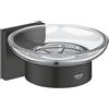 Grohe QuickFix Grohe 410962430 Start Cube bacinella porta sapone con supporto, finitura nero opaco