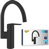 Grohe QuickFix Start miscelatore monocomando per lavello cucina con bocca alta girevole, finitura nero opaco - 304692430