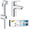 Grohe QuickFix Start miscelatore lavabo, taglia S, con manopola doccia, supporto e flessibile, finitura cromo - 23123003