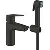 Grohe QuickFix Start miscelatore lavabo, taglia S, con manopola doccia, supporto e flessibile, finitura nero opaco - 231232433