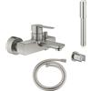 Grohe Lineare miscelatore monocomando per vasca, a parete, con set doccia, colore supersteel - 33850DC1