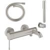 Grohe Essence miscelatore monocomando per vasca completo con set doccia, montaggio a parete, colore supersteel - 33628DC1