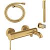 Grohe Essence miscelatore monocomando per vasca completo con set doccia, montaggio a parete, colore oro spazzolato - 33628GN1