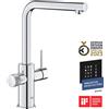 Grohe Blue Pure Minta miscelatore cucina a tre vie per acqua filtrata, doccino estraibile, cromo lucido - 30590000