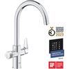 Grohe Blue Pure BauCurve miscelatore cucina a tre vie con attacco per acqua filtrata, finitura cromo - 30580000