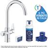 Grohe Blue Pure BauCurve miscelatore cucina a tre vie 30580000 cromo con sistema filtrante ai carboni attivi 41136000